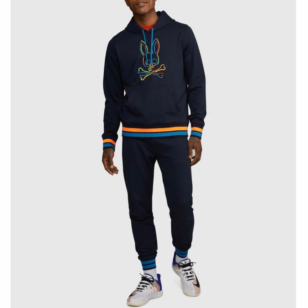 Psycho Bunny Barbon Neon Glow Hoodie (Navy) B6H120Q1FT - Image 4