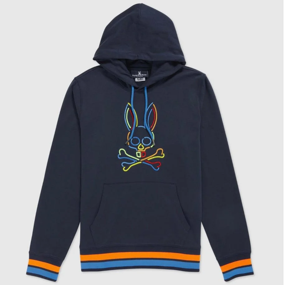 Psycho Bunny Barbon Neon Glow Hoodie (Navy) B6H120Q1FT - Image 5