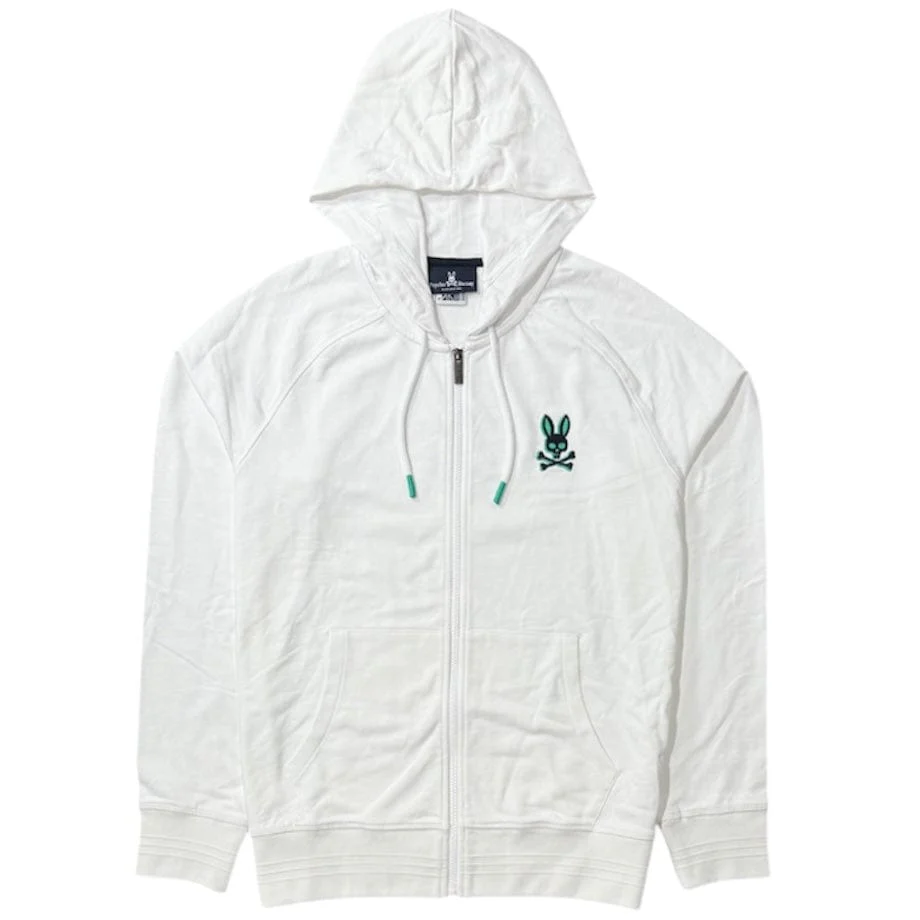 Psycho Bunny Bennett Full Zip Hoodie (White) HL21-B6H442R1FT