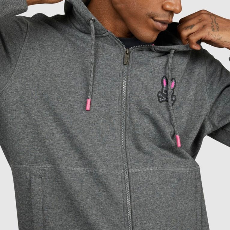 Psycho Bunny Drake Full Zip Hoodie (Heather Storm) B6H604R1FT - Image 2