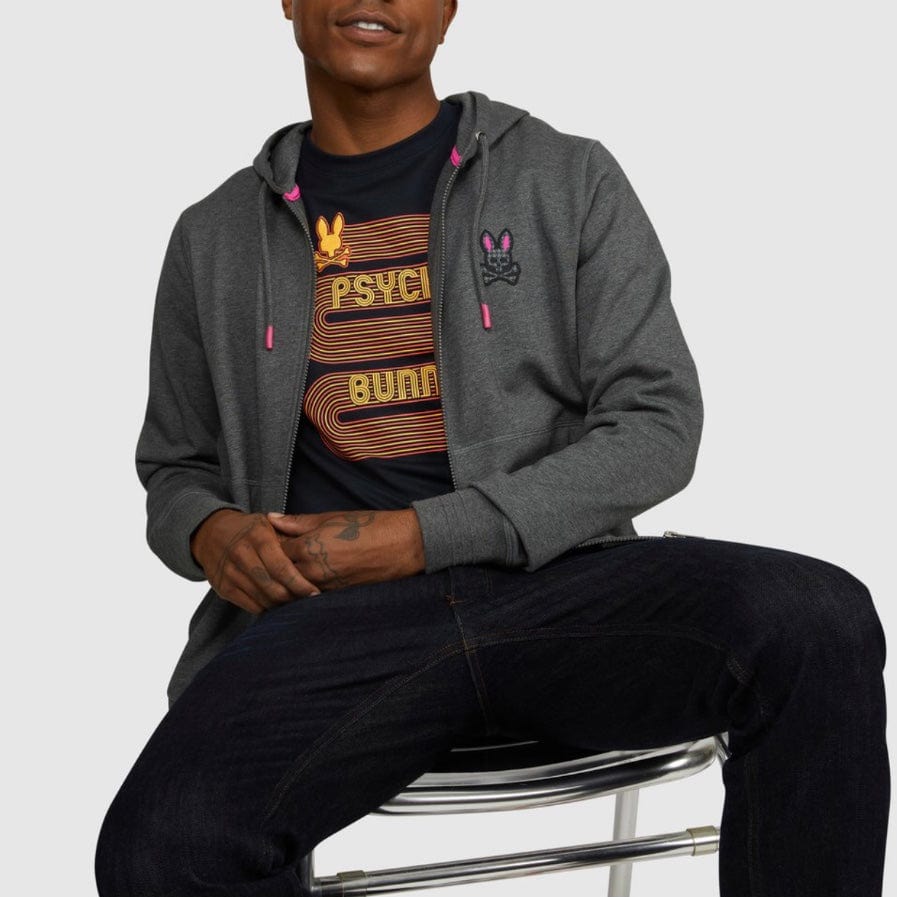 Psycho Bunny Drake Full Zip Hoodie (Heather Storm) B6H604R1FT - Image 3