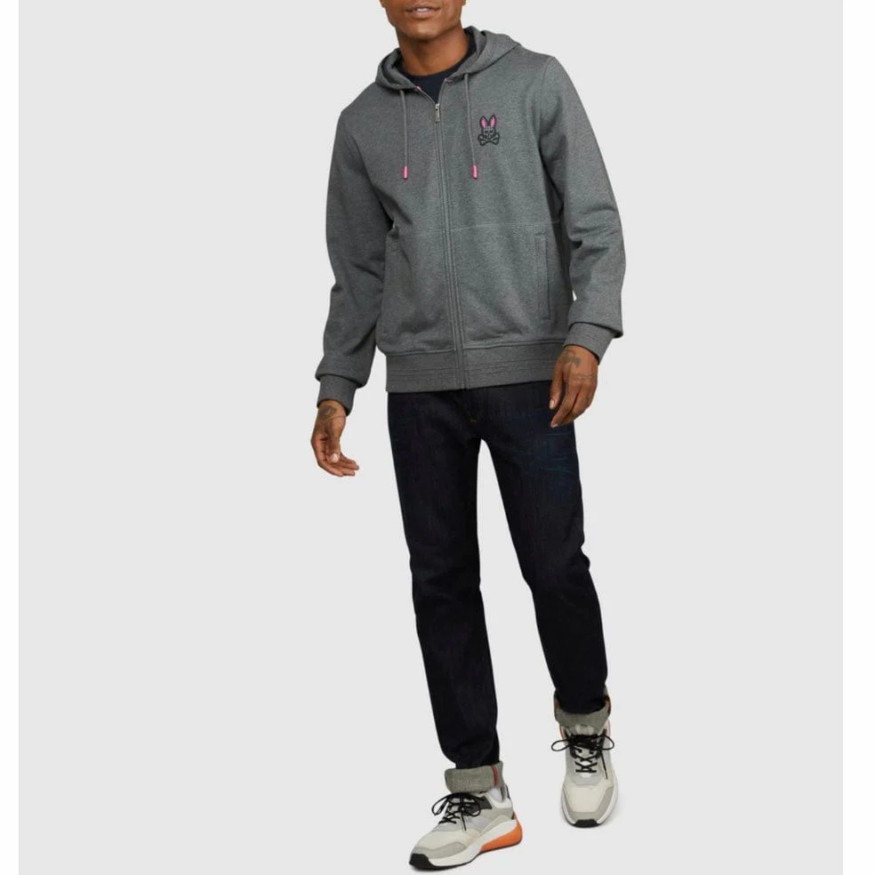 Psycho Bunny Drake Full Zip Hoodie (Heather Storm) B6H604R1FT - Image 4