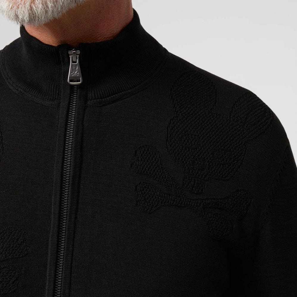Psycho Bunny Lacomb All Over Bunny Zip Sweater (Black) B6E176W1CO - Image 2