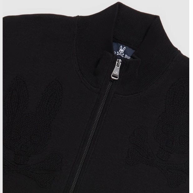Psycho Bunny Lacomb All Over Bunny Zip Sweater (Black) B6E176W1CO - Image 5