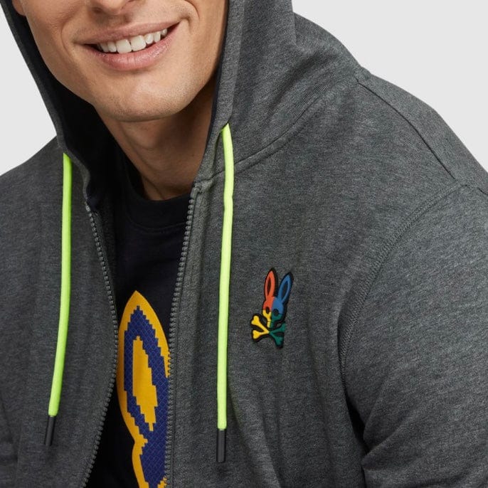 Psycho Bunny Warwick Colorblock Logo Hoodie (Heather Storm) B6H111Q1FT - Image 3