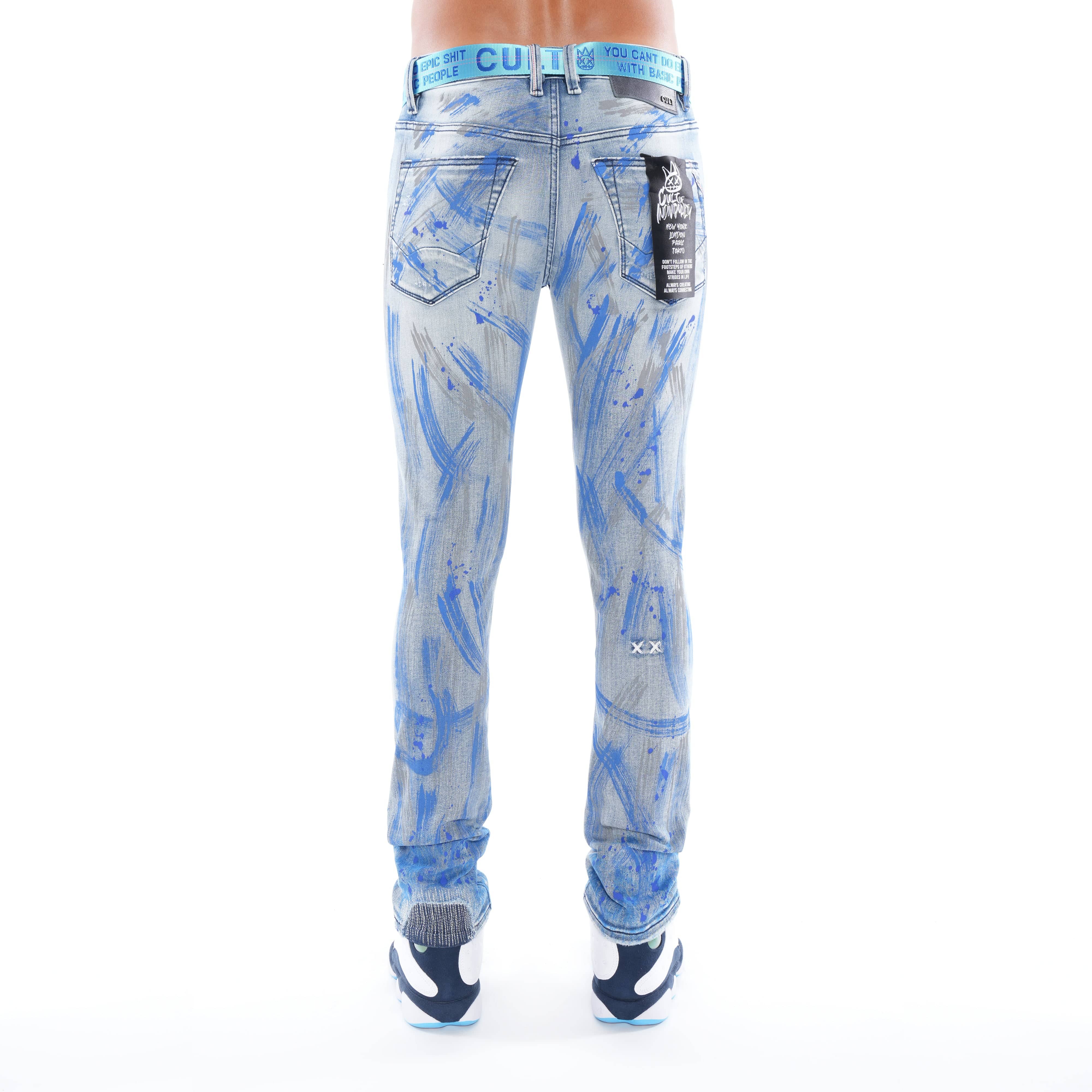 PUNK SUPER SKINNY BELTED STRETCH IN SCRATCH - Image 2
