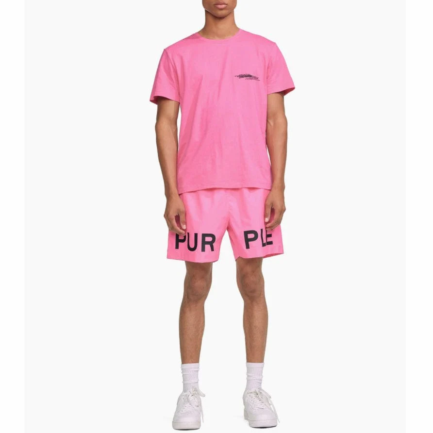 Purple Brand Circle Wordmark Neon Pink Clean Jersey SS Tee (Pink) - Image 2