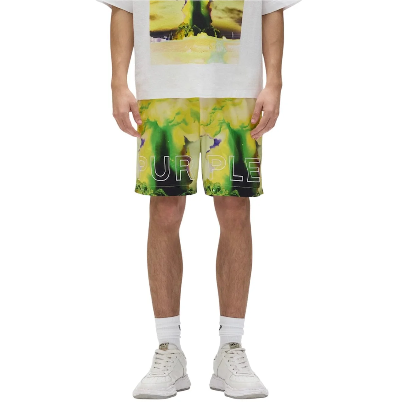 Purple Brand Force Majeure Swim Shorts (Yellow & Green)  P504-PMFM325