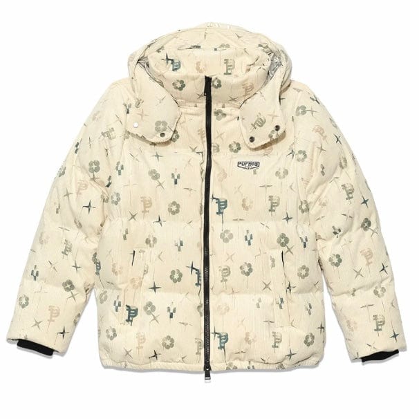 Purple Brand Printed Corduroy Puffer Jacket (Off White) P635-PCLP124 - Image 4