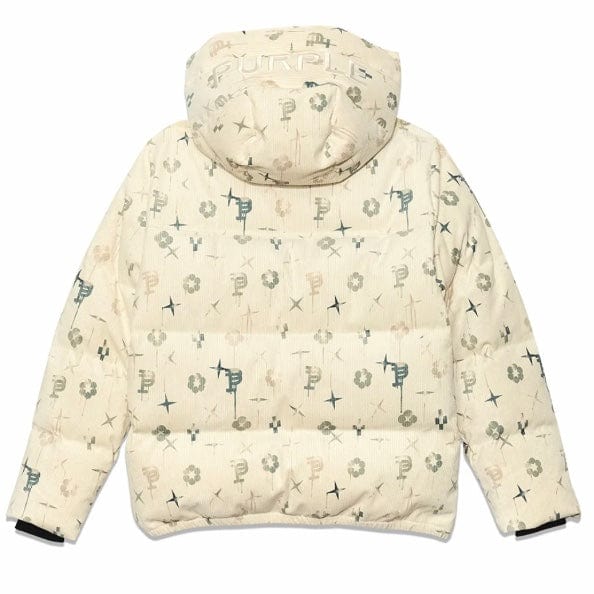 Purple Brand Printed Corduroy Puffer Jacket (Off White) P635-PCLP124 - Image 5