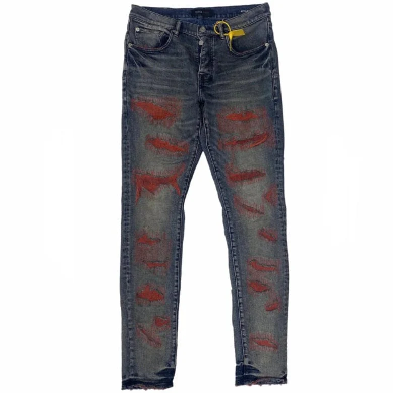 Purple Brand Red Weft Blowout Denim (Mid Indigo) P001-MRWB423