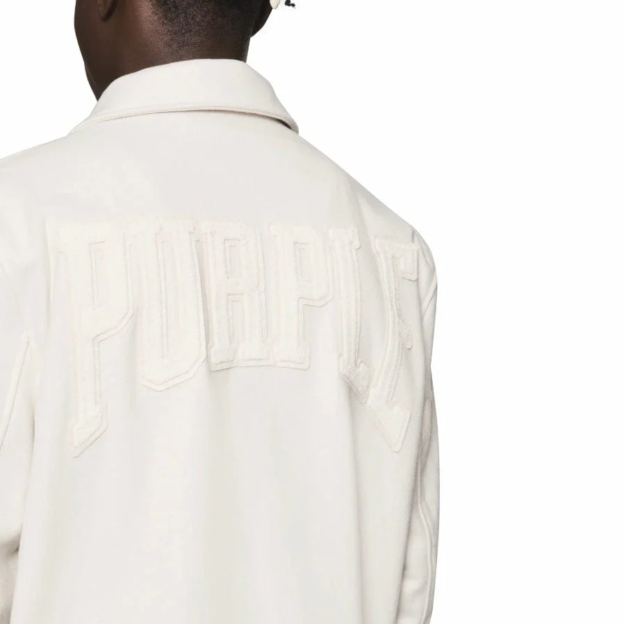 Purple Brand Title Antique White Letterman Jacket (Off White) P645-FAWT224 - Image 4