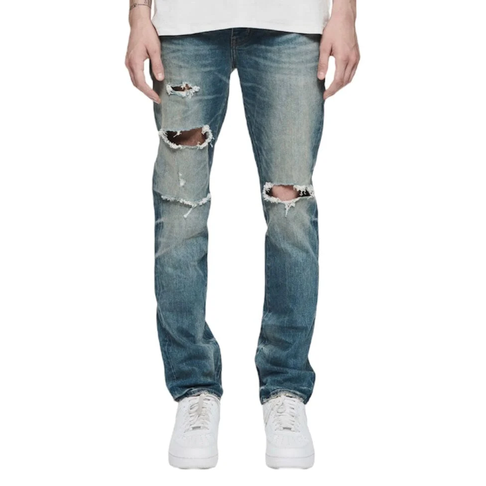 Purple Brand Vintaged Aged Indigo Blowout Jean (Mid Indigo) P005-VAIB323