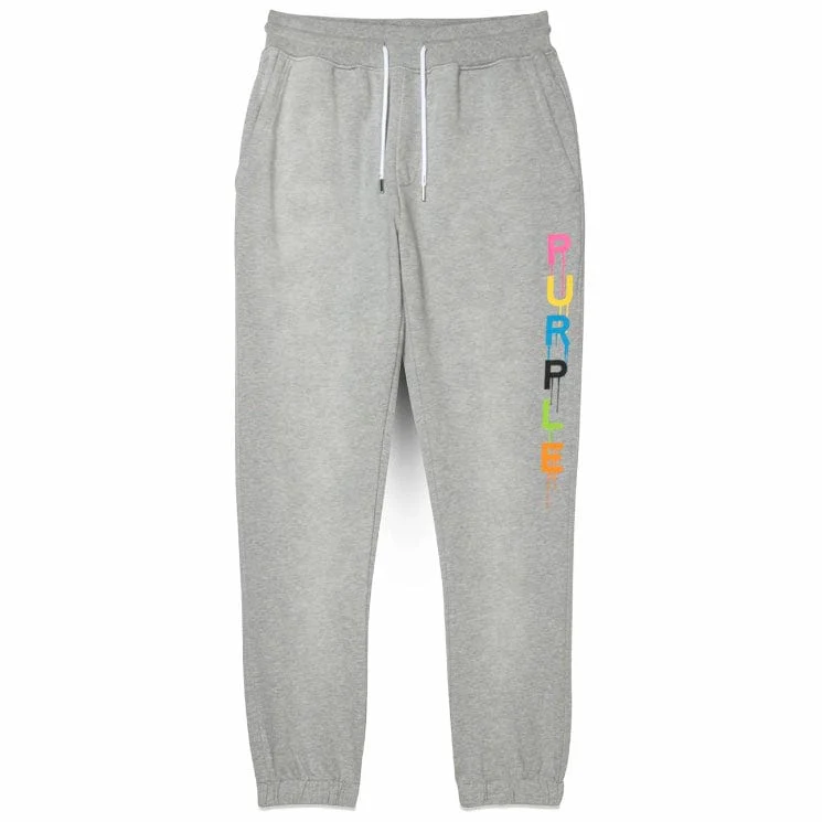 Purple Brand Wordmark Drip Sweatpants (Heather Grey) P450-FHGW124 - Image 4