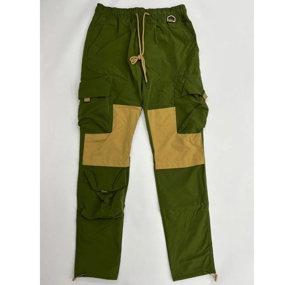 Rebel Minds Nylon Cargo Colorblock Pants (Olive) 122-431 - Image 6