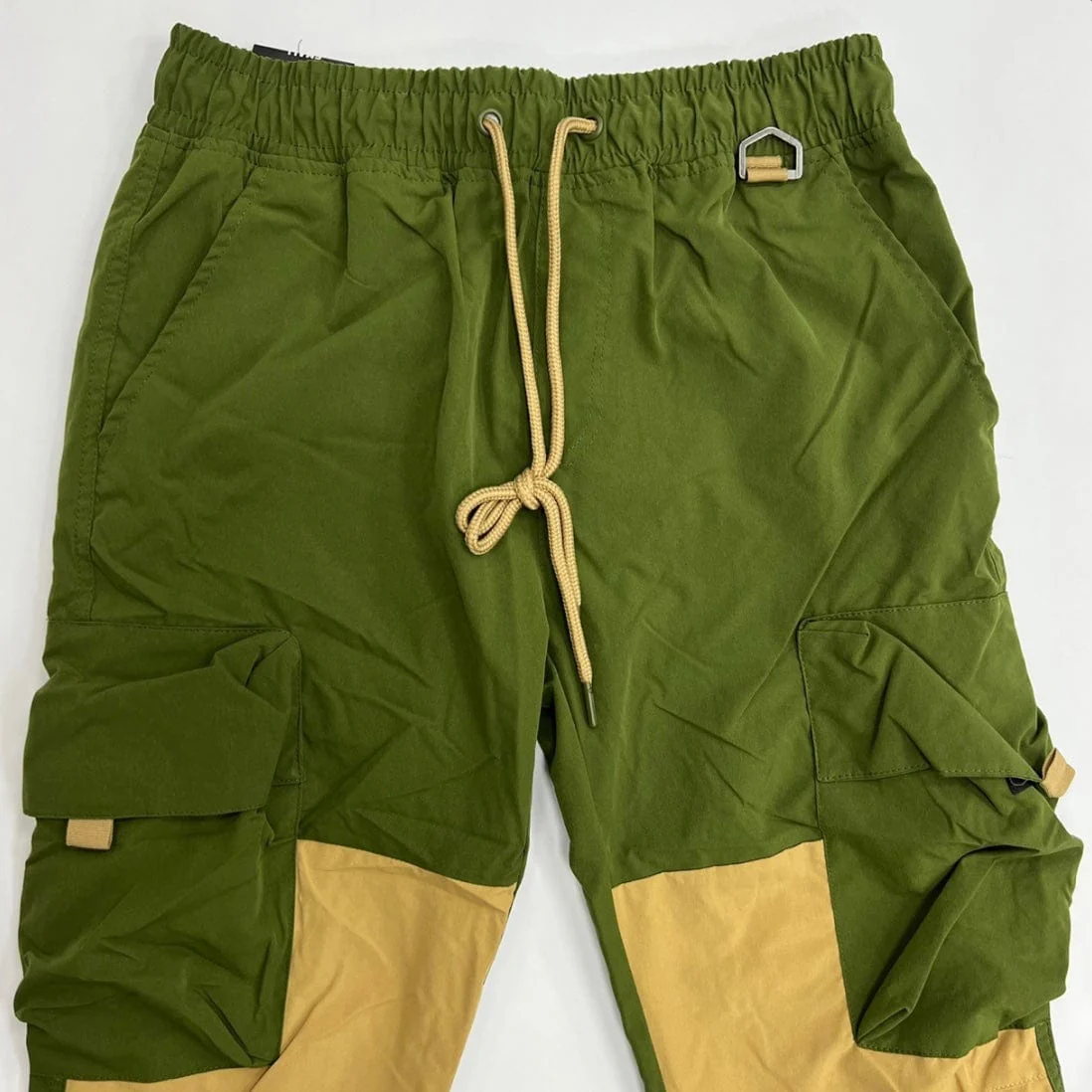 Rebel Minds Nylon Cargo Colorblock Pants (Olive) 122-431 - Image 7