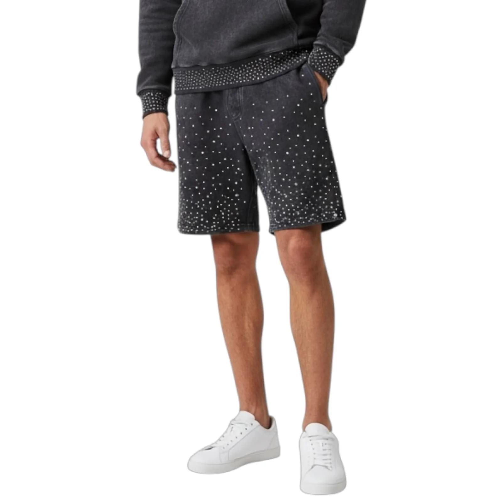 Rebel Minds Washed Rhinestone Galaxy Shorts (Black) 610-11966