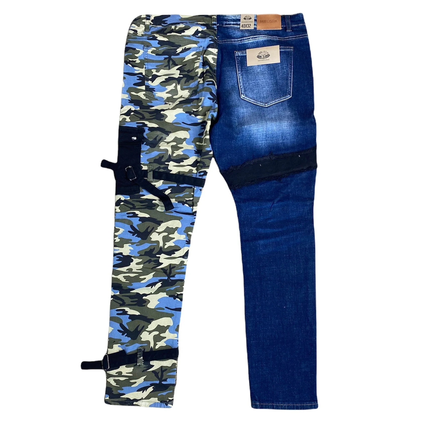 Reelistik Split Camo Denim Jeans (Blue/Army) RST-4075 - Image 2