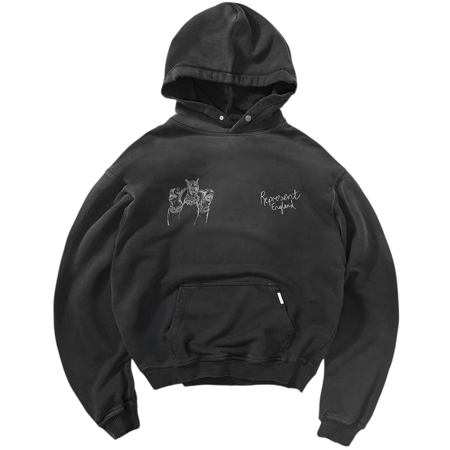Represent Hand Drawn Thoroughbred Dogs Hoodie (Aged Black)