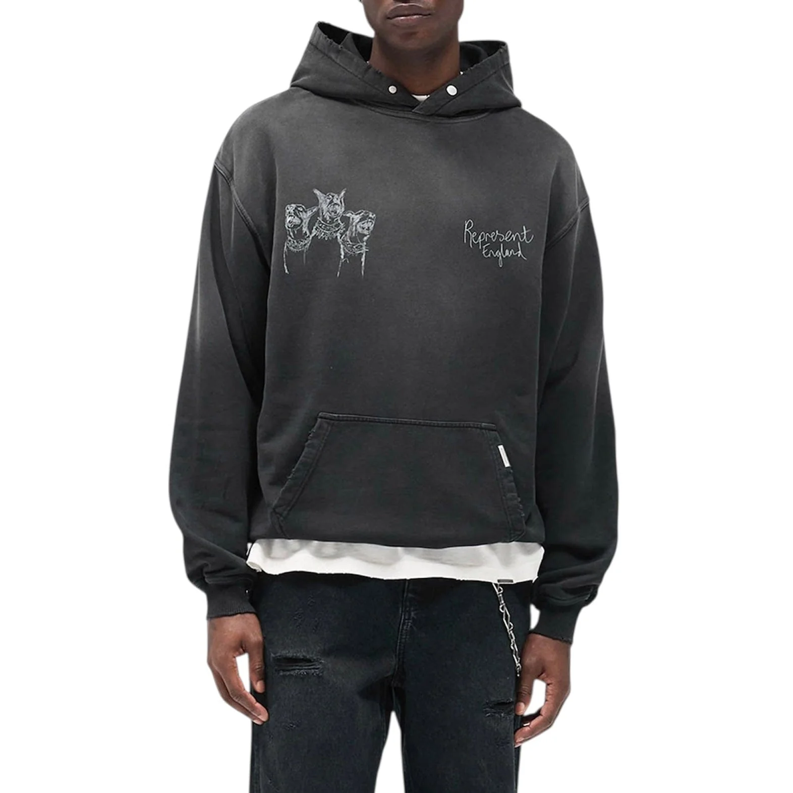 Represent Hand Drawn Thoroughbred Dogs Hoodie (Aged Black) - Image 3