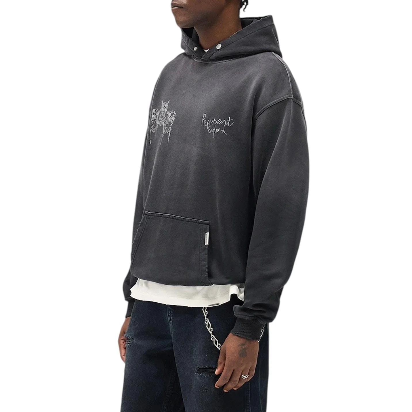 Represent Hand Drawn Thoroughbred Dogs Hoodie (Aged Black) - Image 4
