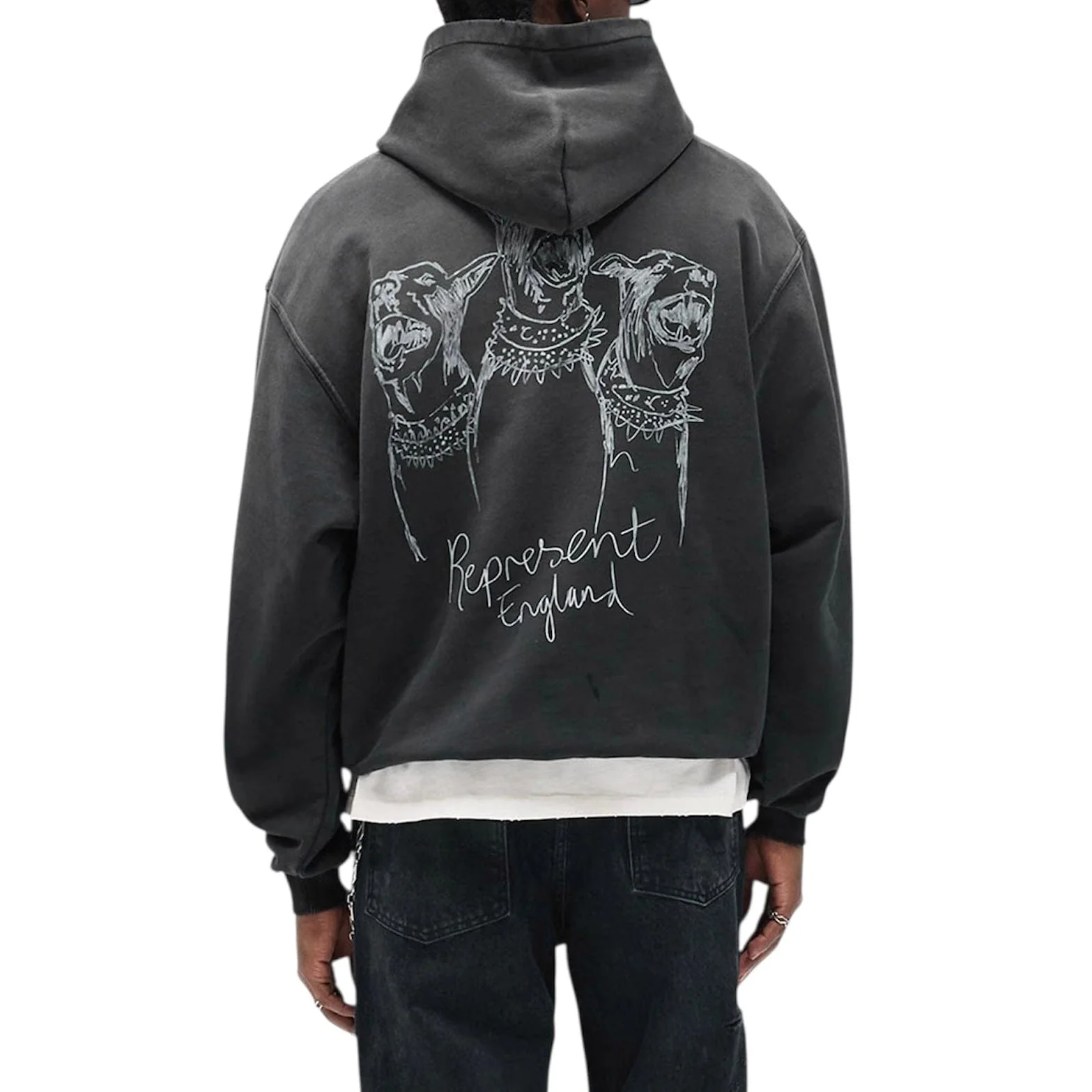 Represent Hand Drawn Thoroughbred Dogs Hoodie (Aged Black) - Image 5