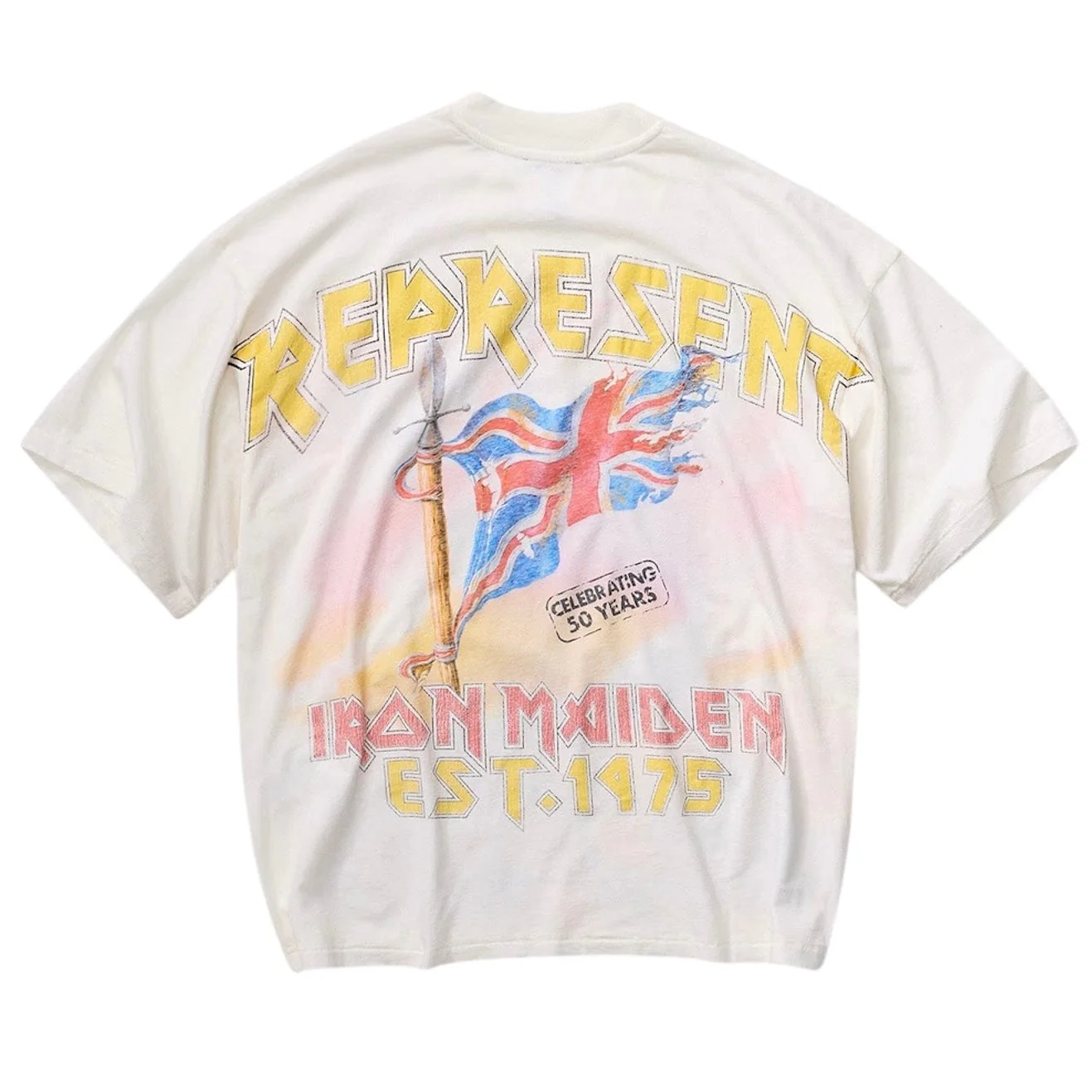 Represent X Iron Maiden Steed T Shirt (Flat White) - Image 5