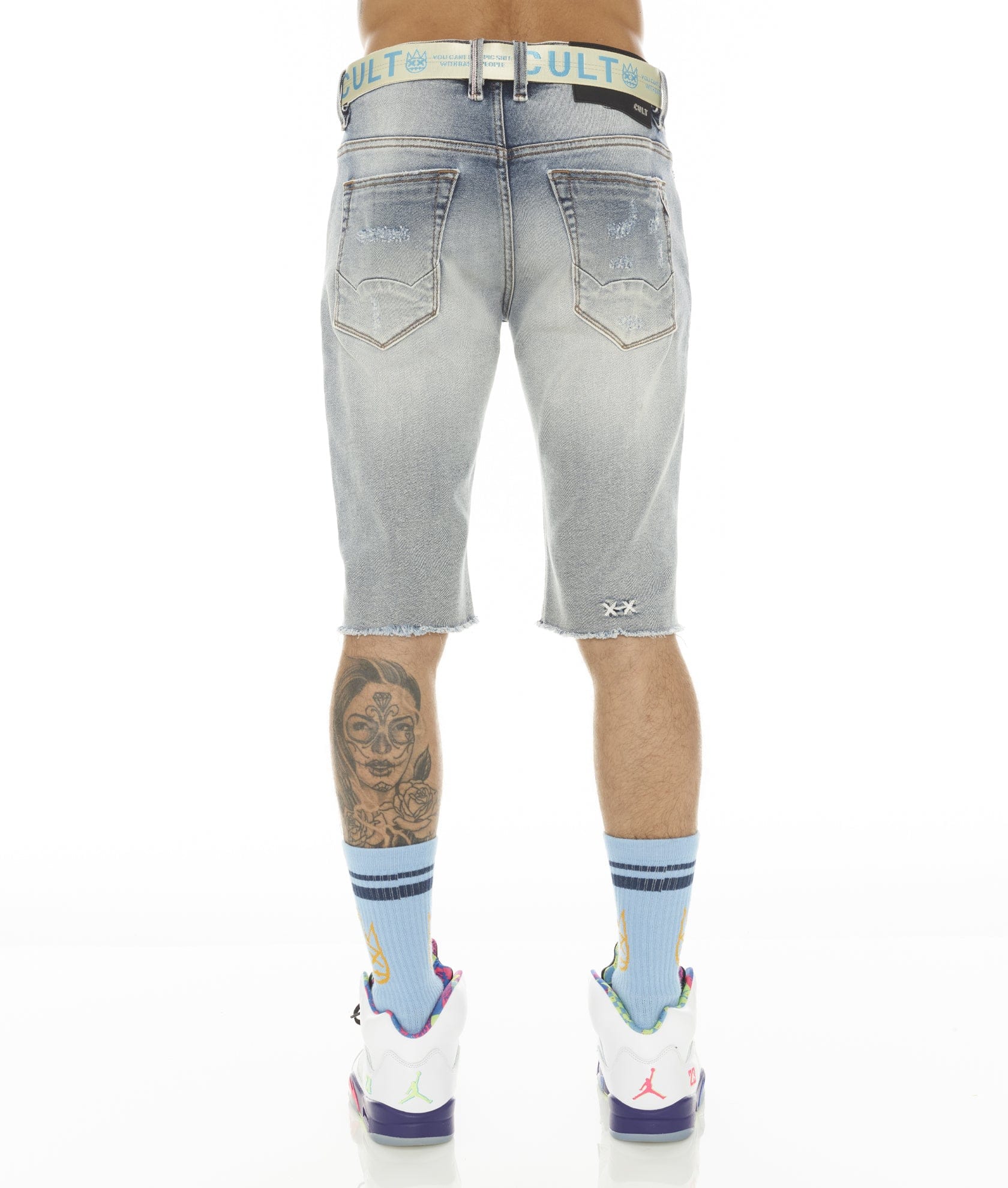 ROCKER MENS SHORT STRETCH w/ BELT IN BLEACH - Image 2