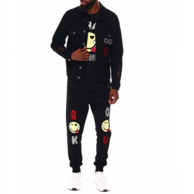 Roku Studio Rhinestone No Hard Feelings Sweatpants (Black) RK4480511-BLK - Image 4