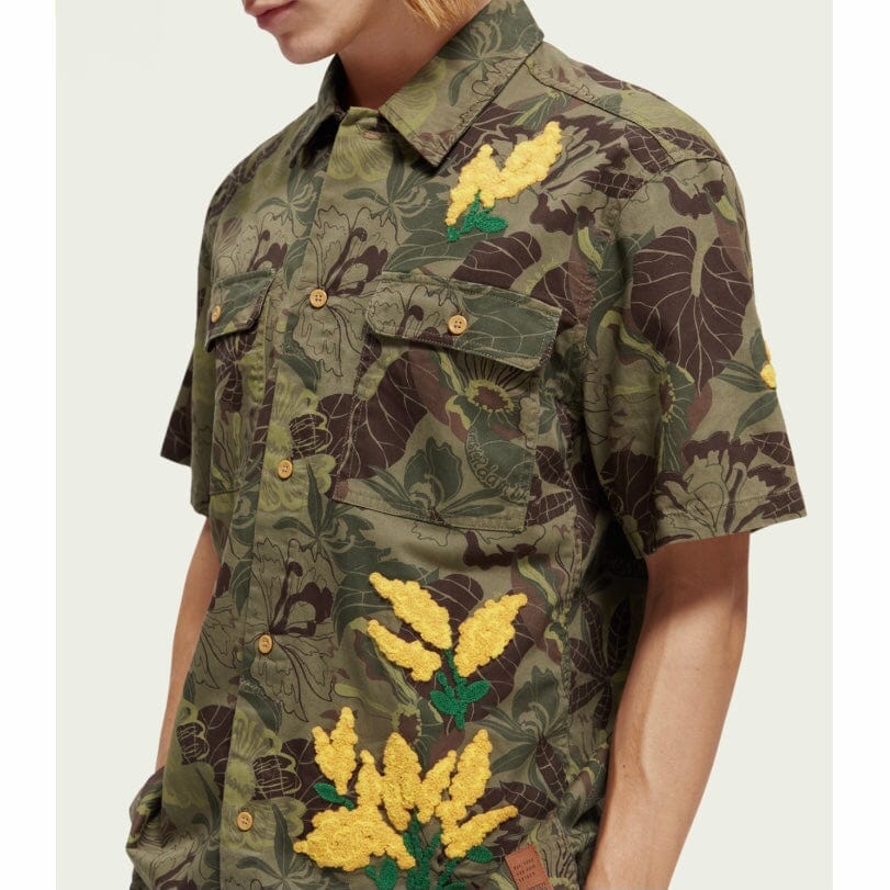 Scotch & Soda Embroidered Printed Twill Shirt (Camo Floral Aop) 171646 - Image 2