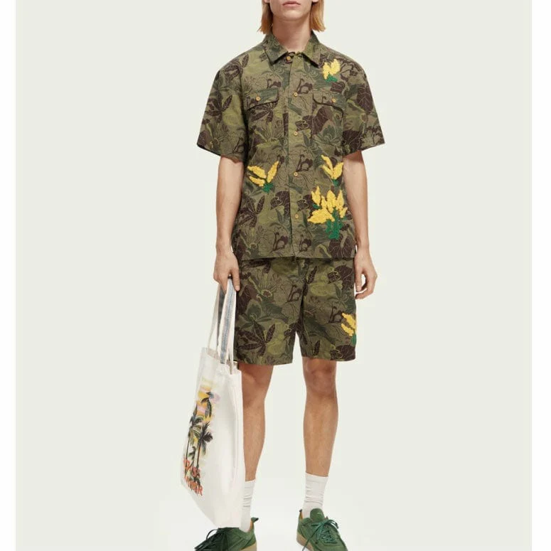 Scotch & Soda Embroidered Printed Twill Shirt (Camo Floral Aop) 171646 - Image 4