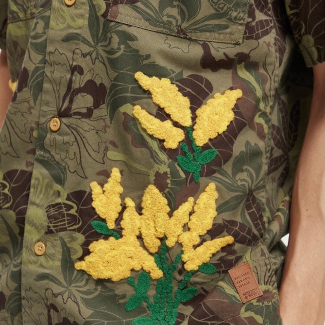 Scotch & Soda Embroidered Printed Twill Shirt (Camo Floral Aop) 171646 - Image 5