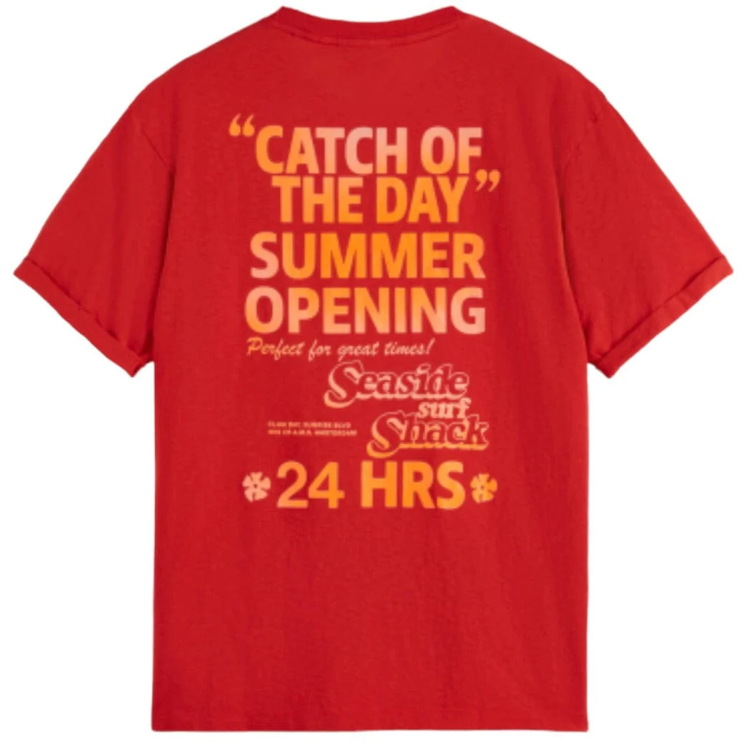 Scotch & Soda Front Back Artwork Tee (Boat Red) 175646 - Image 2