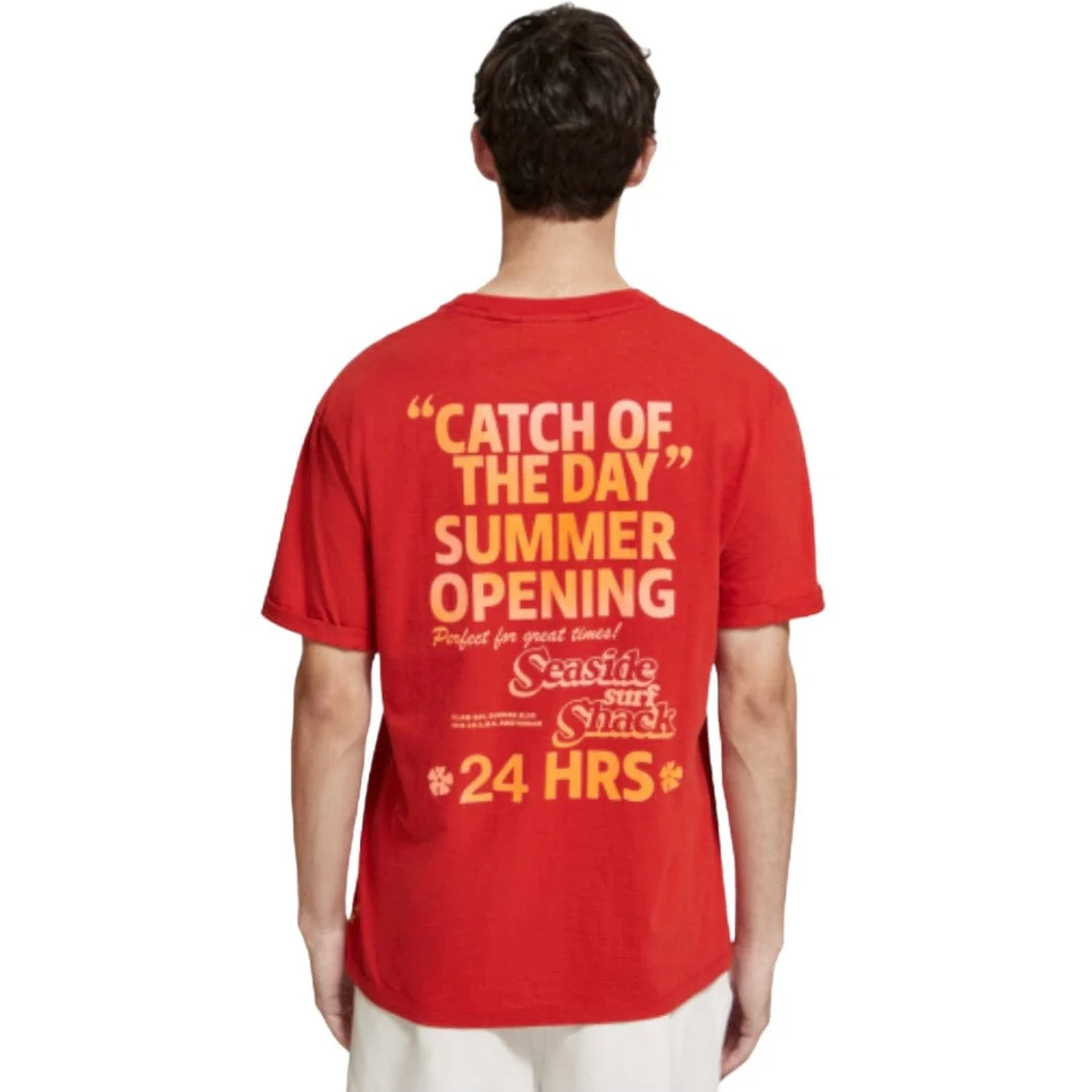 Scotch & Soda Front Back Artwork Tee (Boat Red) 175646 - Image 5