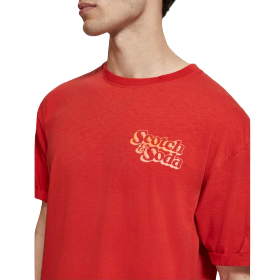 Scotch & Soda Front Back Artwork Tee (Boat Red) 175646 - Image 6