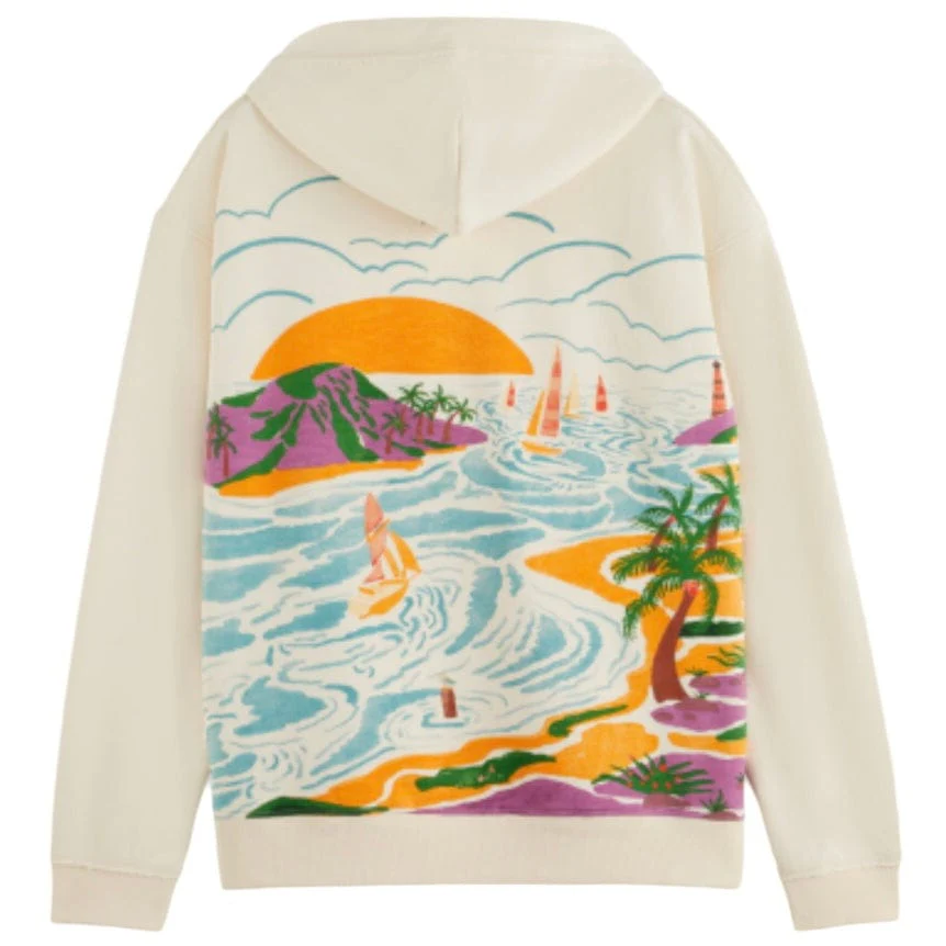 Scotch & Soda Landscape Artwork Hoodie (Light Beige) 176774 - Image 2