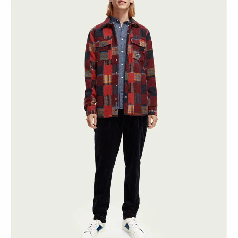 Scotch & Soda Patched Check Jacquard Overshirt (Combo A) 169160 - Image 4