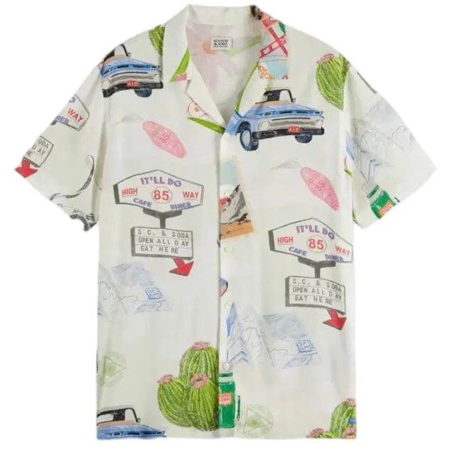 Scotch & Soda Printed Camp Collar Shirt (On The Road) 180333