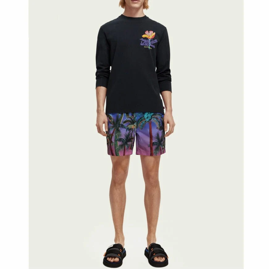 Scotch & Soda Printed Mid Length Swimshort (Navy Aop Palmtrees) 172424 - Image 4
