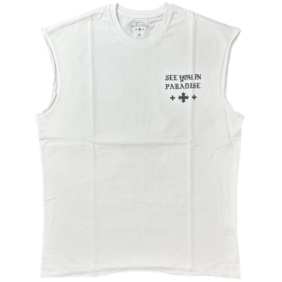 See You In Paradise Basic Cutoff Tee (White) 7000A