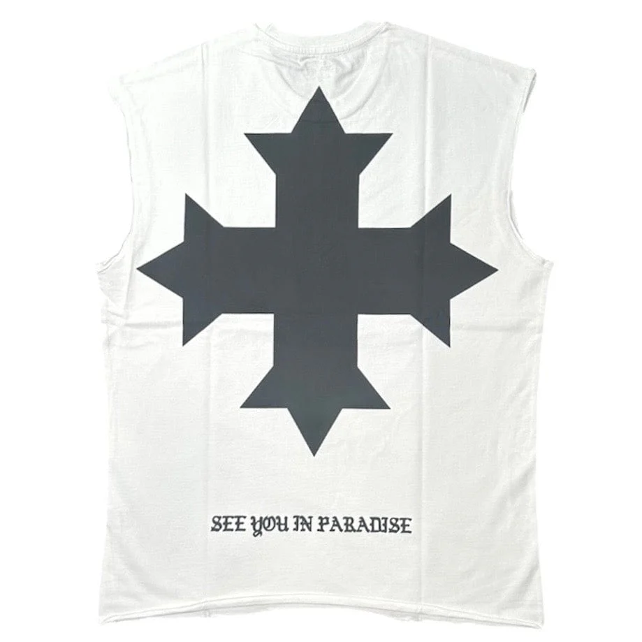 See You In Paradise Basic Cutoff Tee (White) 7000A - Image 2
