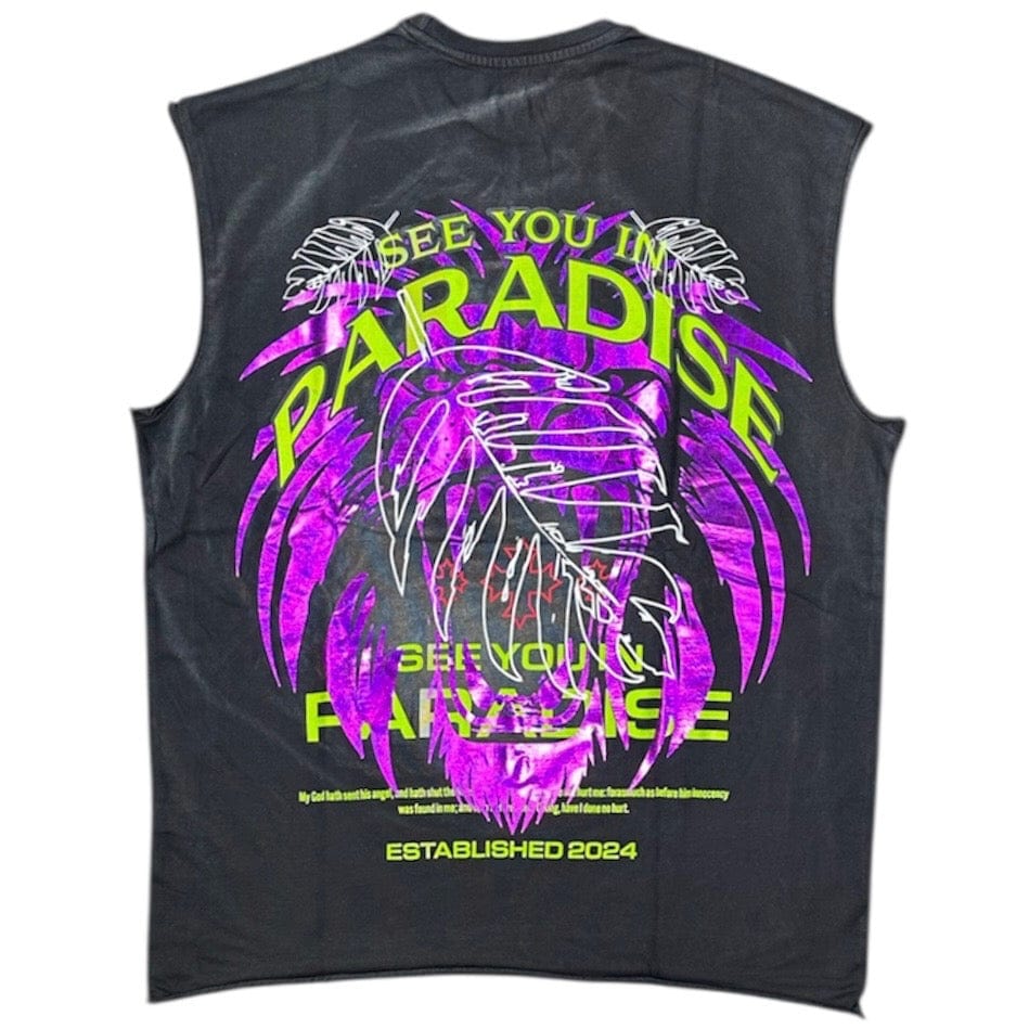 See You In Paradise Cutoff Foil Print Tee (Black) 7001A - Image 2