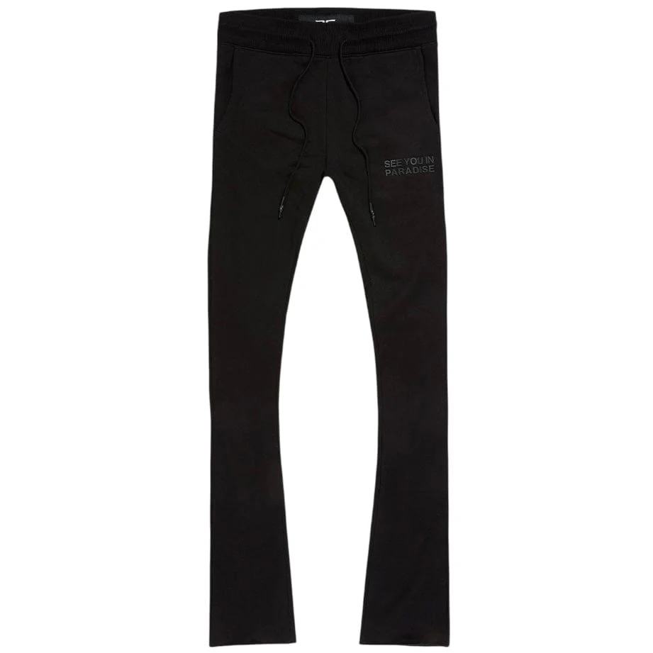 See You In Paradise Tonal Stacked Sweatpants (Black) - Image 2