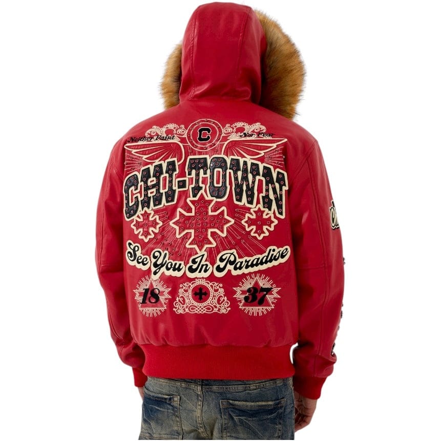 See You In Paradise Windy City Hooded Bomber Jacket (Red) 91748 - Image 2