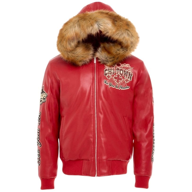 See You In Paradise Windy City Hooded Bomber Jacket (Red) 91748 - Image 5
