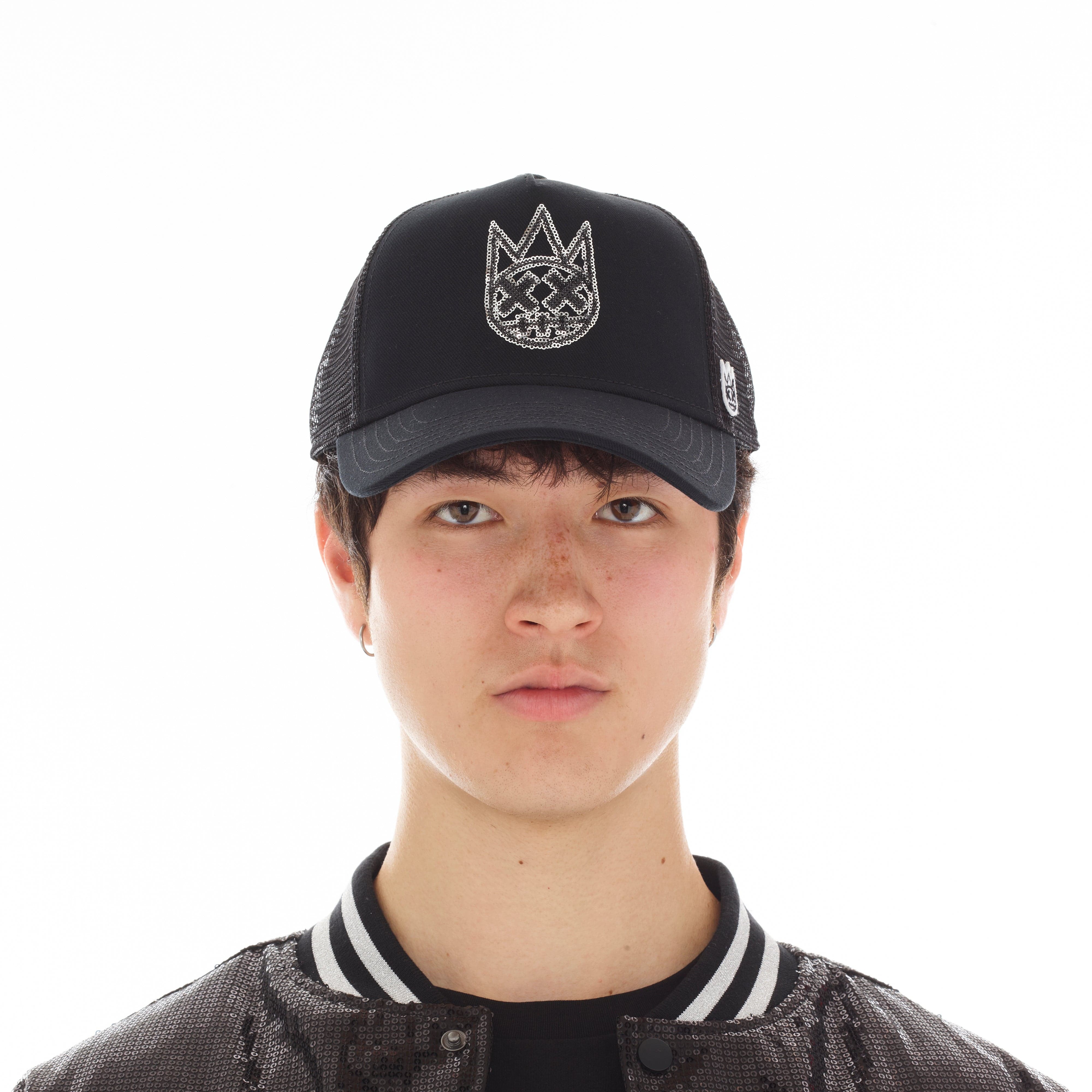 SEQUINS TRUCKER HAT IN BLACK - Image 3
