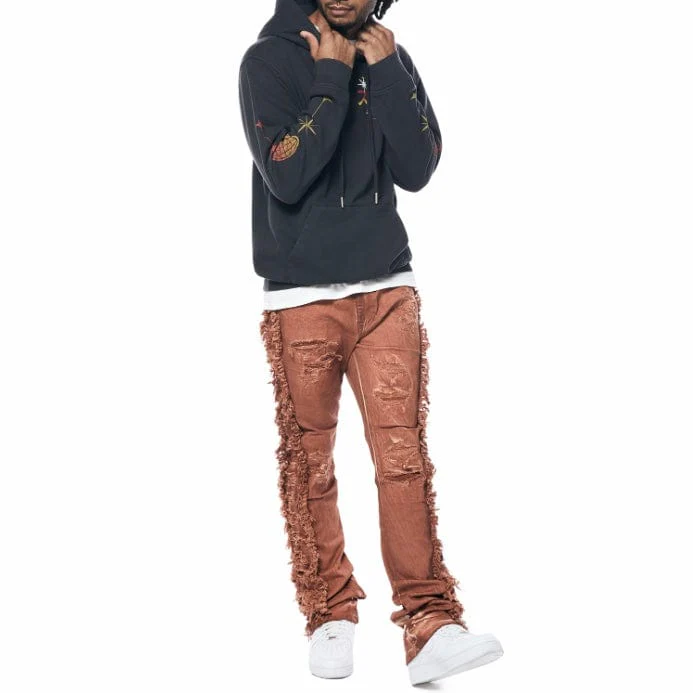 Smoke Rise Frayed Stacked Denim Jeans (Rust) JP23642 - Image 10