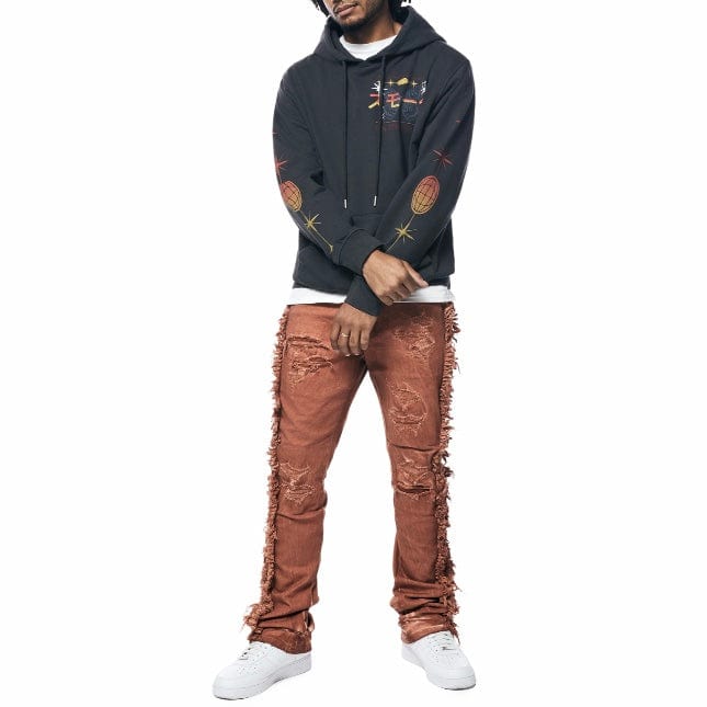 Smoke Rise Frayed Stacked Denim Jeans (Rust) JP23642 - Image 9