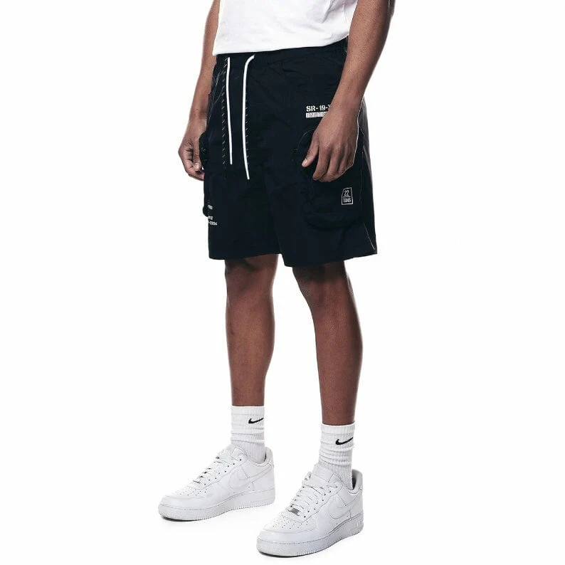 Smoke Rise Printed Nylon Utility Short (Black) WS23182 - Image 2
