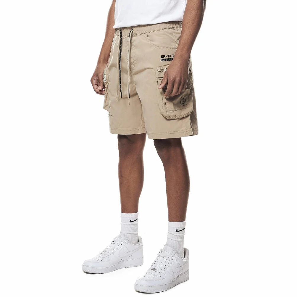 Smoke Rise Printed Nylon Utility Short (Khaki) WS23182 - Image 2